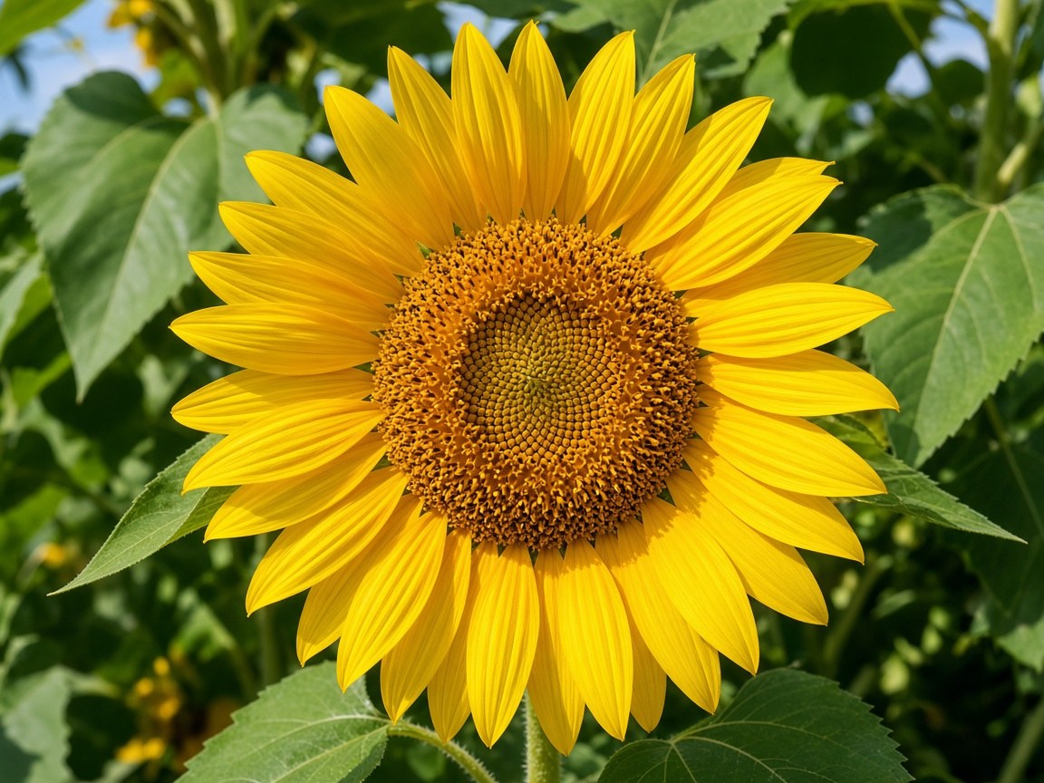 Girasol, ejemplo de flor en capítulo con muchas flores chicas en el centro
