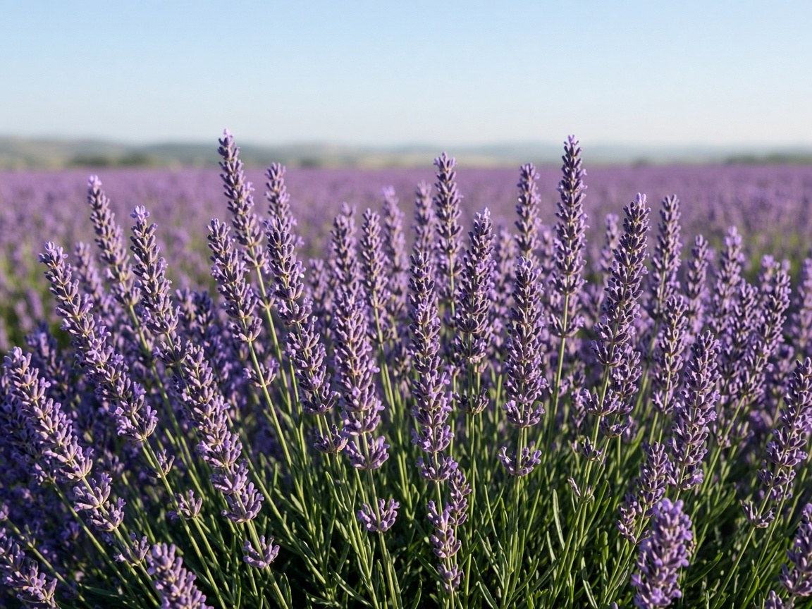Lavanda en espiga, con las flores a lo largo de un tallo